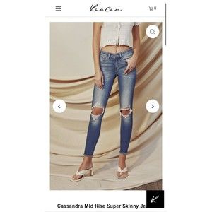 KANCAN CASSANDRA MID RISE SUPER SKINNY JEANS SIZE 01/24 MediumWash Style KC8274M
